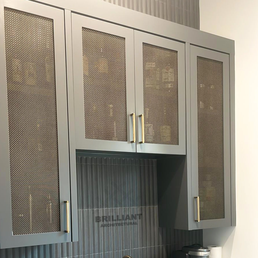 Malla de alambre decorativa para puertas de cocina gabinetes
