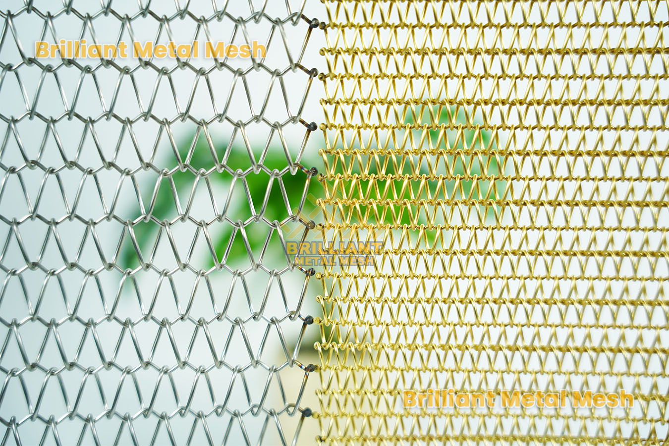 decorative gold wire mesh architectural gold metal room divider